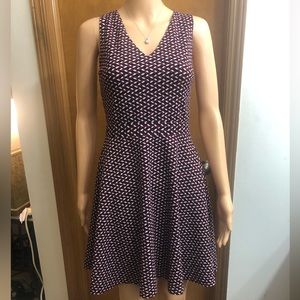 Super cute Aqua designer Black- Red - White geometric mini dress - L - back zip